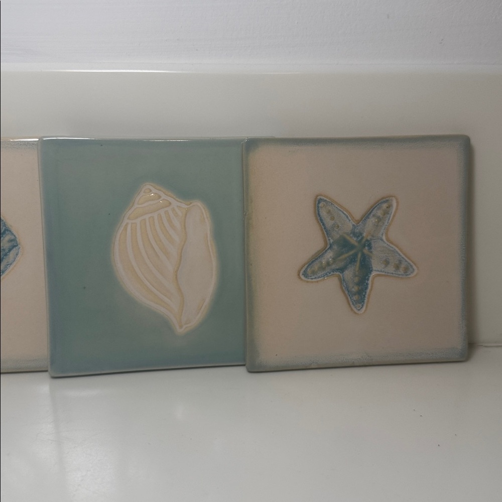 Seashells Starfish Themed Ceramic Coasters - Picture 4 of 5